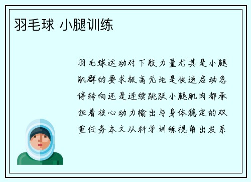 羽毛球 小腿训练